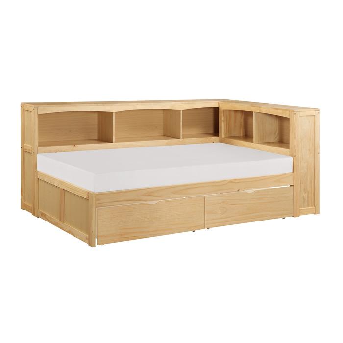 B2043BC-1BCT - (4) Twin Bookcase Corner Bed with Storage Boxes
