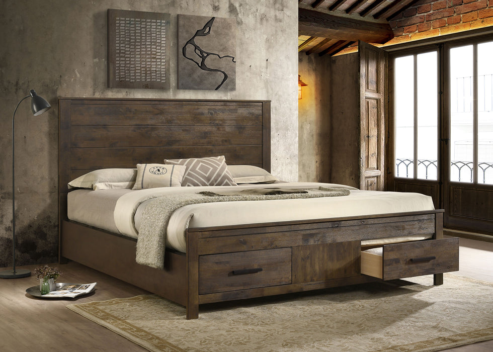 Woodmont Queen Storage Bed Rustic Golden Brown