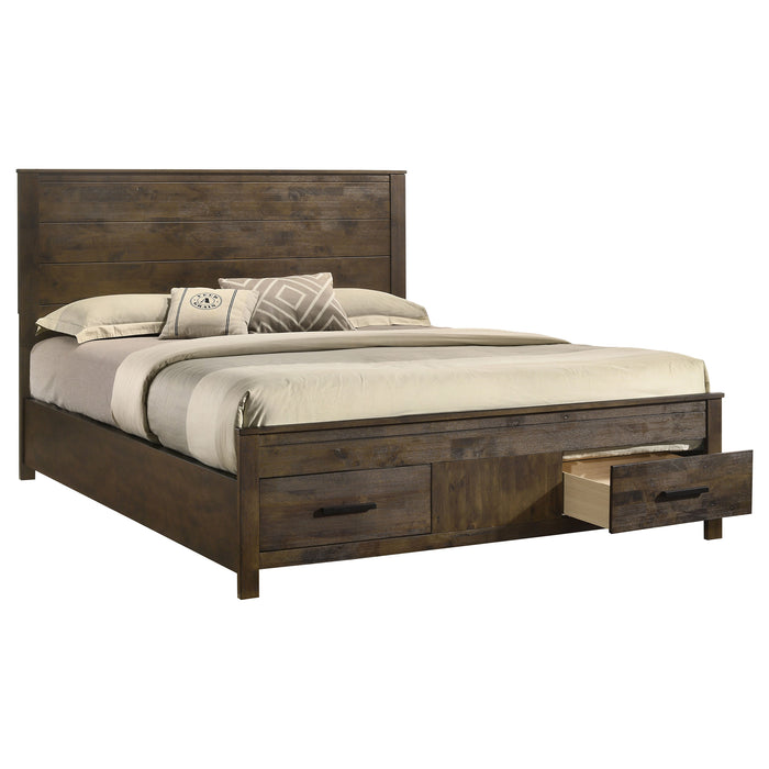 Woodmont Queen Storage Bed Rustic Golden Brown