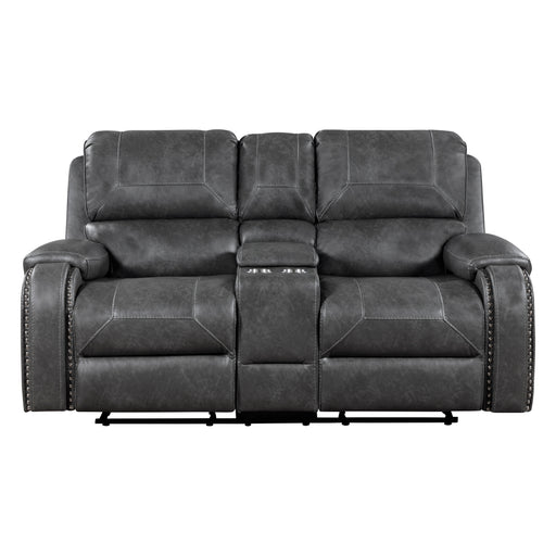 Newnan-Double Glider Reclining Love Seat with Center Console, Receptacles and USB Ports image