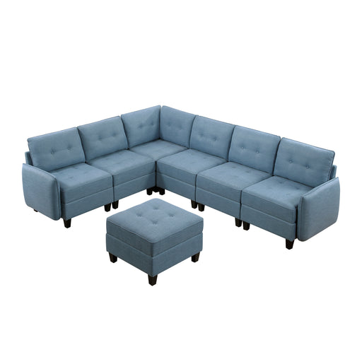 Garren-(7)7-Piece Sectional with Storage and Ottoman image