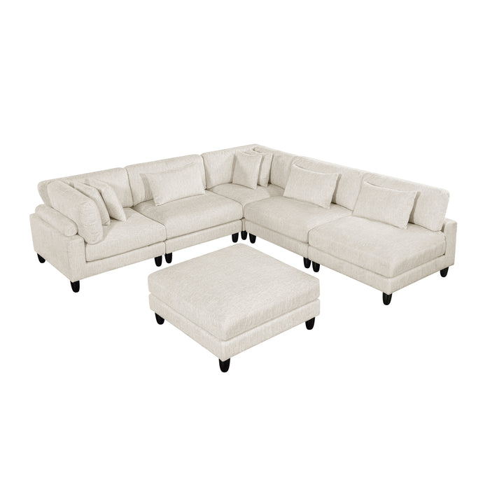 ;Robstown-(6)6-Piece Modular Sectional with Ottoman image