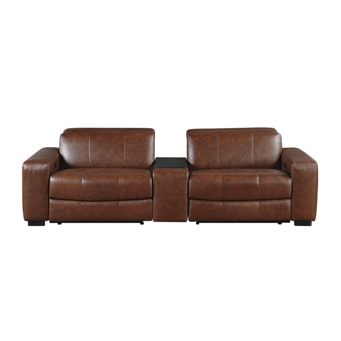 Sutton-(3)Power Double Reclining Love Seat with Center Console, Power Headrest and Charging Ports image